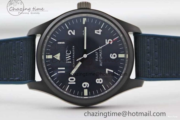 MIROTIME 0710 BestValue Mark XVIII IW328101 Black Ceramic M+F 1:1 Best Edition Blue Dial on Blue Nylon Strap A 7058